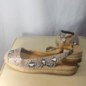Faux Snake Ballet Espadrilles Slingback Tie Ups